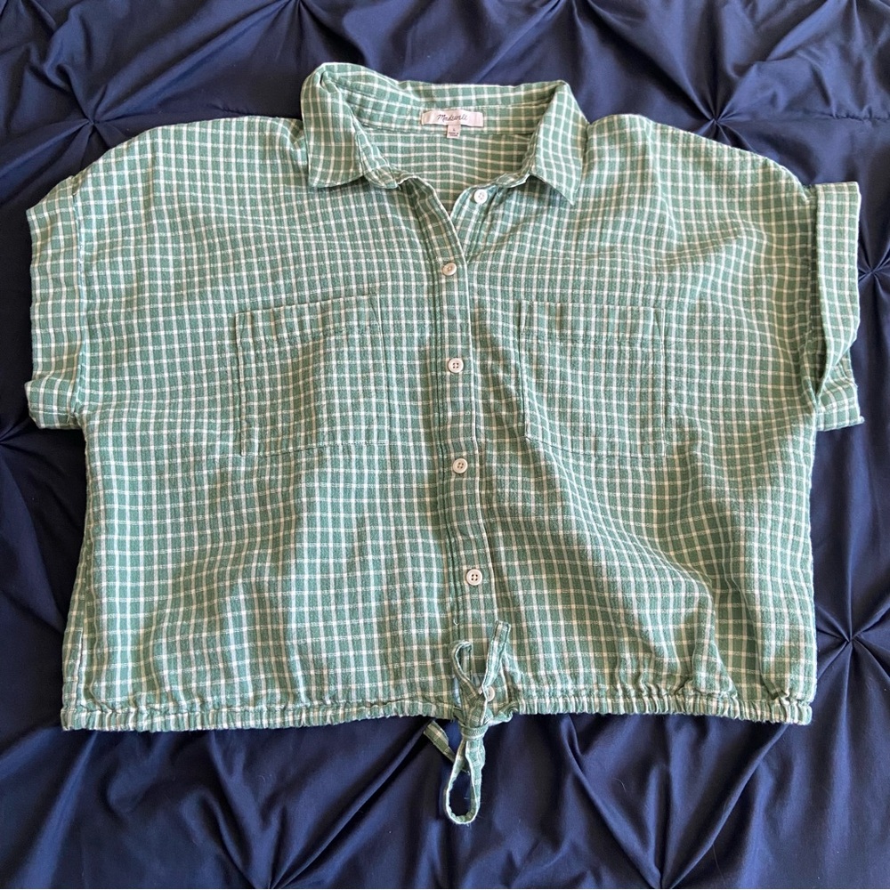 Madewell Plaid Button-Down Crop Top